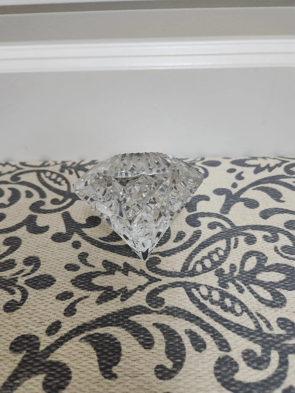 Waterford  Vintage Crystal  Diamond Shape Lismore Clock Paperweight